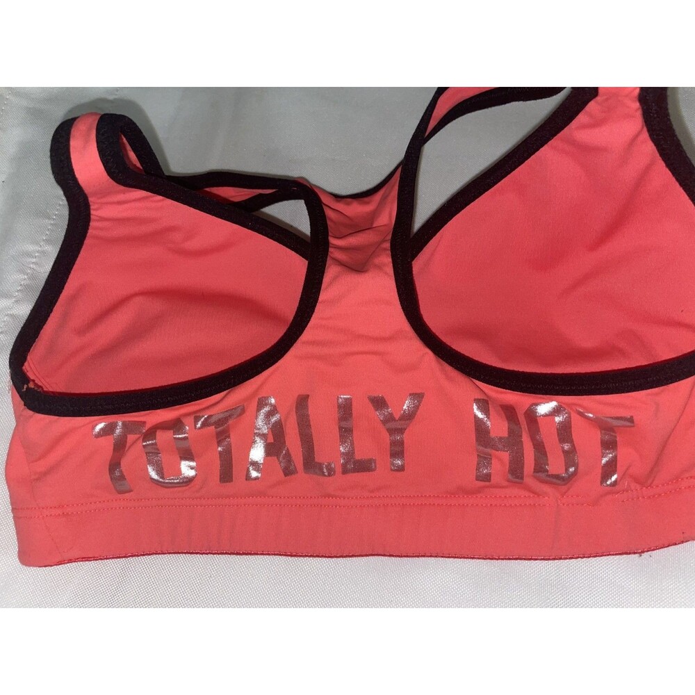 Victoria Secret PINK Sports Yoga Gym Bra Logo TOTALLY HOT Orange Racerback Y2K